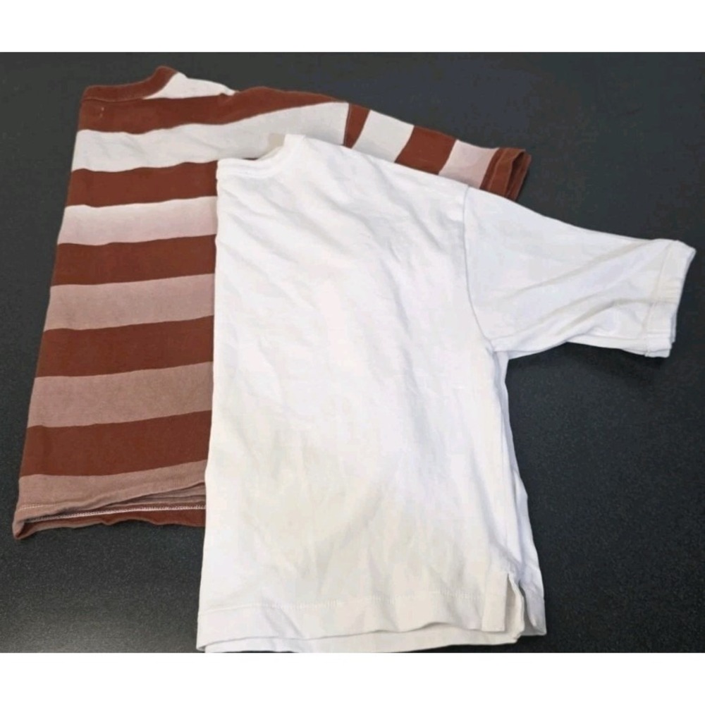 2pc Madewell S/XS Soft Cotton Boxy Crop Tee Short Sleeve Top Shirt Grunge Core